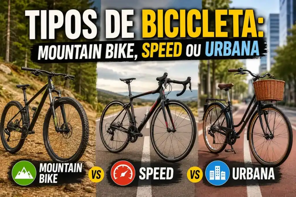 Tipos de bicicleta: comparação entre Mountain Bike, Speed e bicicleta urbana para escolher o modelo ideal conforme o perfil do ciclista